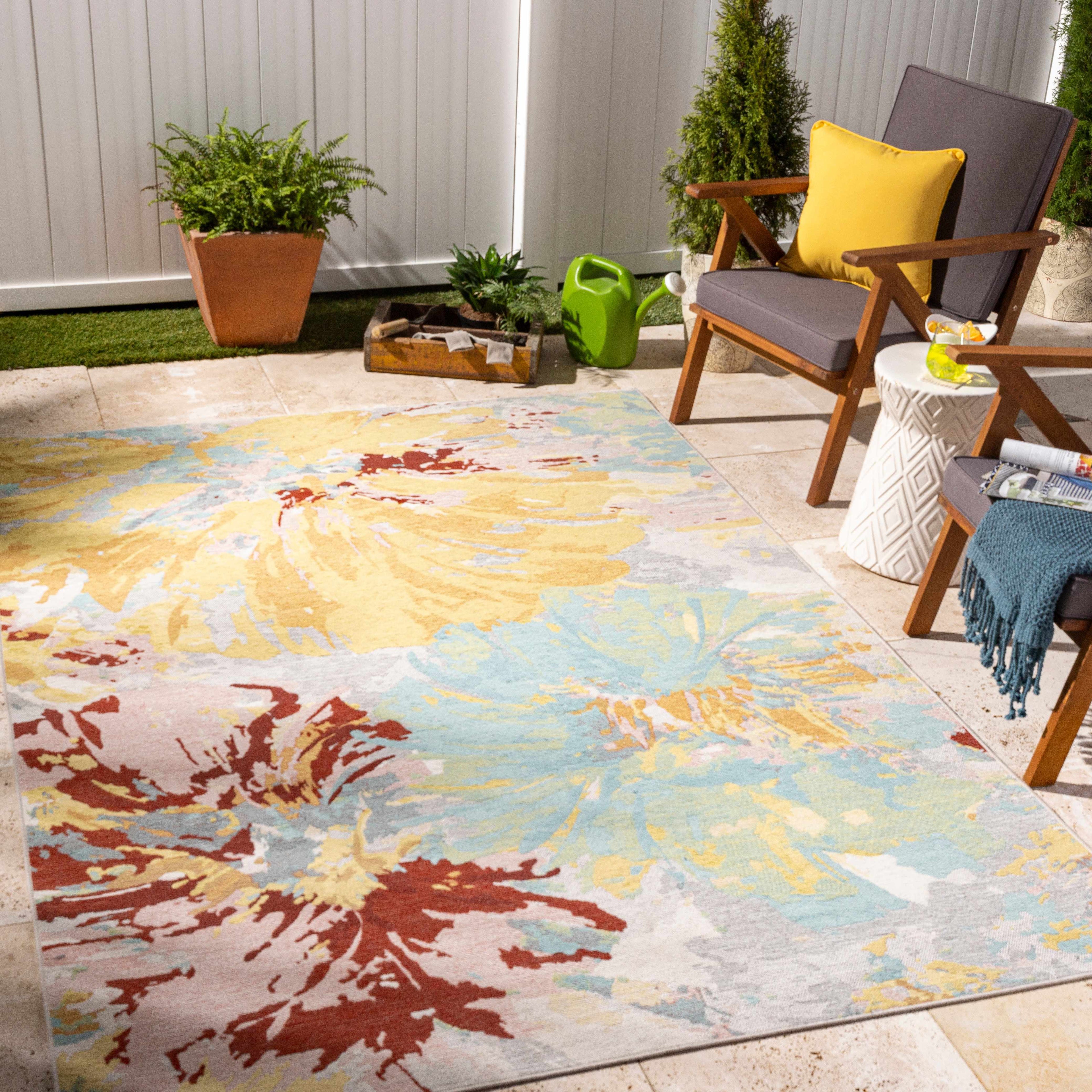 Miaray Floral Chenille Area Rug - Clearance-1